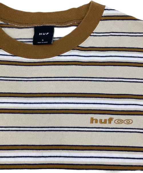 HUF（ハフ）HUF (ハフ) ボーダーTシャツ ブラウン サイズ:Sの古着・服飾アイテム