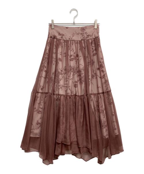 Snidel（スナイデル）Snidel (スナイデル) シフォンオーバープリントスカート ピンク サイズ:1の古着・服飾アイテム