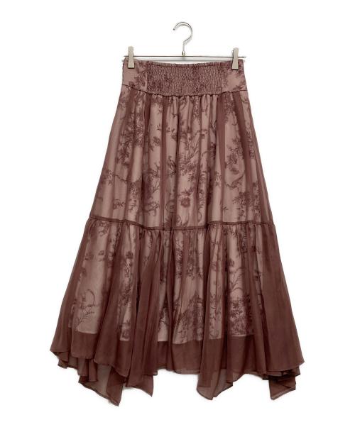 Snidel（スナイデル）Snidel (スナイデル) シフォンオーバープリントスカート ピンク サイズ:1の古着・服飾アイテム