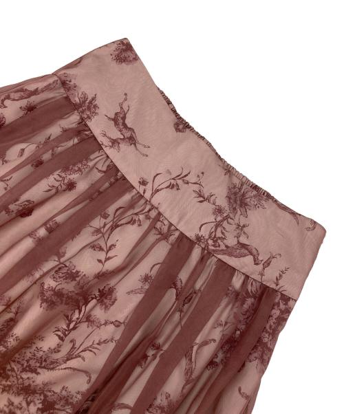 Snidel（スナイデル）Snidel (スナイデル) シフォンオーバープリントスカート ピンク サイズ:1の古着・服飾アイテム