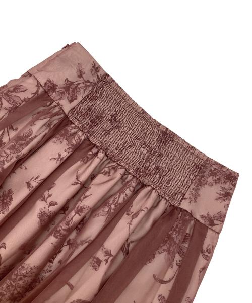 Snidel（スナイデル）Snidel (スナイデル) シフォンオーバープリントスカート ピンク サイズ:1の古着・服飾アイテム