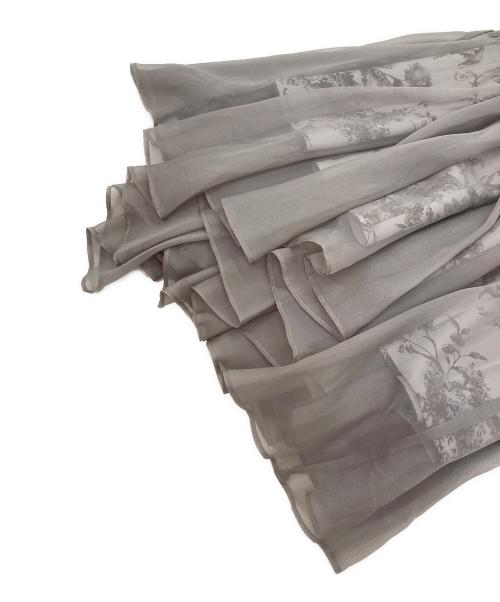 Snidel（スナイデル）Snidel (スナイデル) シフォンオーバープリントスカート グレー サイズ:1の古着・服飾アイテム
