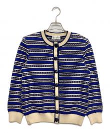 Yves Saint Laurent（イヴサンローラン）の古着「総柄ニットカーディガン」｜ブルー