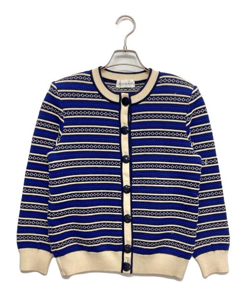 Yves Saint Laurent（イヴサンローラン）Yves Saint Laurent (イヴサンローラン) 総柄ニットカーディガン ブルー サイズ:Mの古着・服飾アイテム