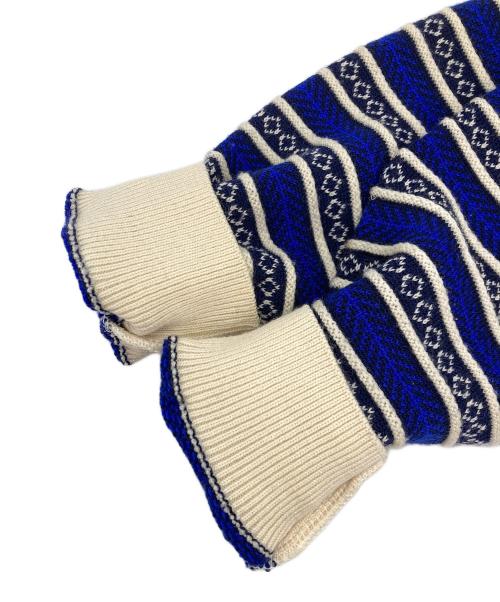 Yves Saint Laurent（イヴサンローラン）Yves Saint Laurent (イヴサンローラン) 総柄ニットカーディガン ブルー サイズ:Mの古着・服飾アイテム