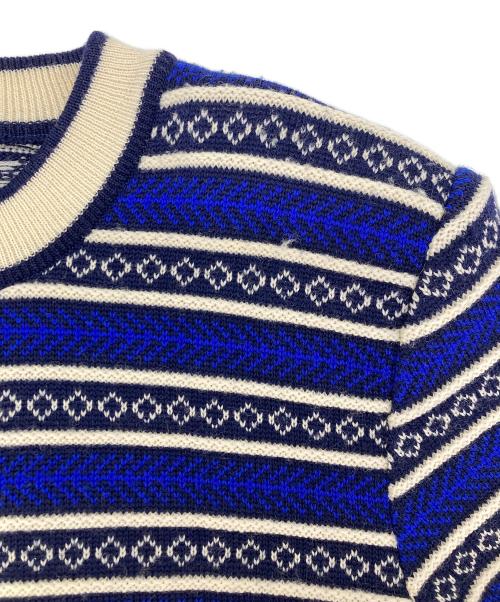 Yves Saint Laurent（イヴサンローラン）Yves Saint Laurent (イヴサンローラン) 総柄ニットカーディガン ブルー サイズ:Mの古着・服飾アイテム