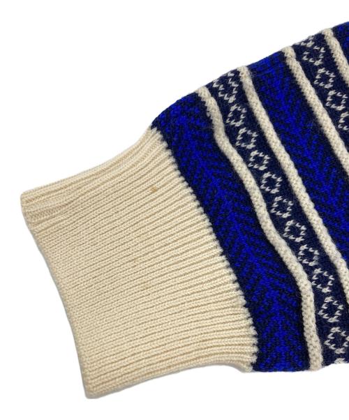 Yves Saint Laurent（イヴサンローラン）Yves Saint Laurent (イヴサンローラン) 総柄ニットカーディガン ブルー サイズ:Mの古着・服飾アイテム