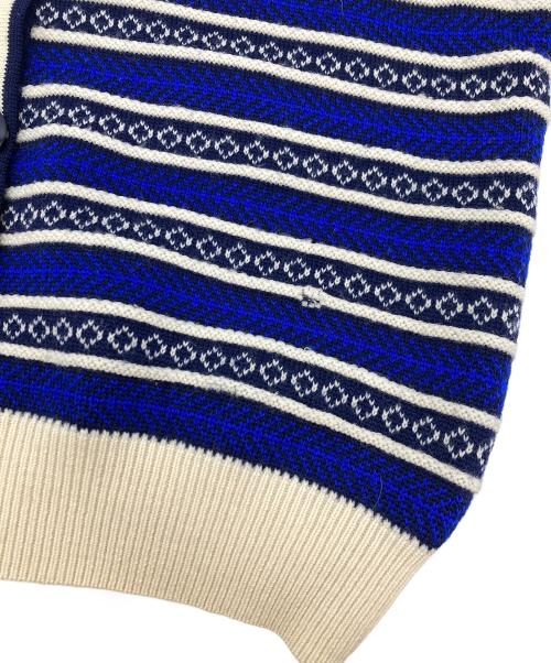 Yves Saint Laurent（イヴサンローラン）Yves Saint Laurent (イヴサンローラン) 総柄ニットカーディガン ブルー サイズ:Mの古着・服飾アイテム