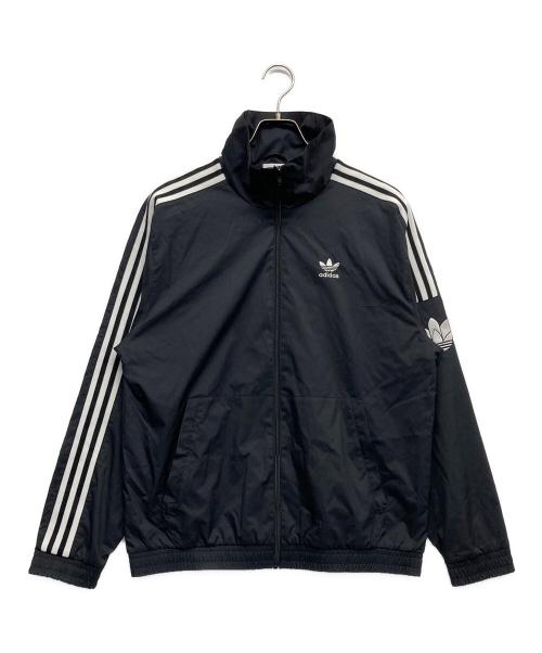 adidas（アディダス）adidas (アディダス) トレフォイル 3 ストライプ トラック トップ ブラック サイズ:Lの古着・服飾アイテム