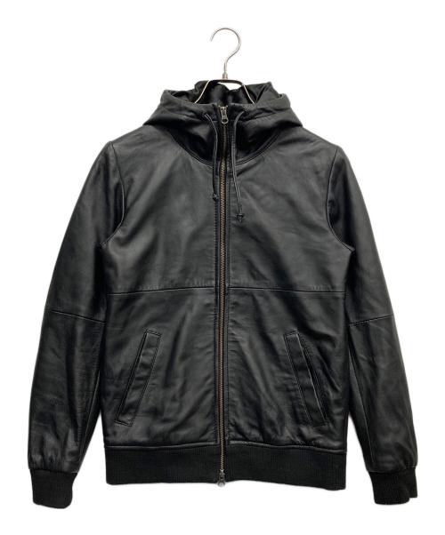 hardcover（ハードカバー）hardcover (ハードカバー) ラムレザーフーデッドジップアップジャケット ブラック サイズ:Sの古着・服飾アイテム