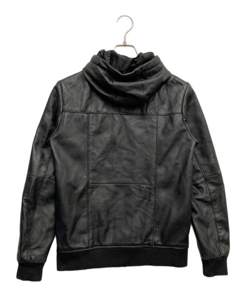 hardcover（ハードカバー）hardcover (ハードカバー) ラムレザーフーデッドジップアップジャケット ブラック サイズ:Sの古着・服飾アイテム