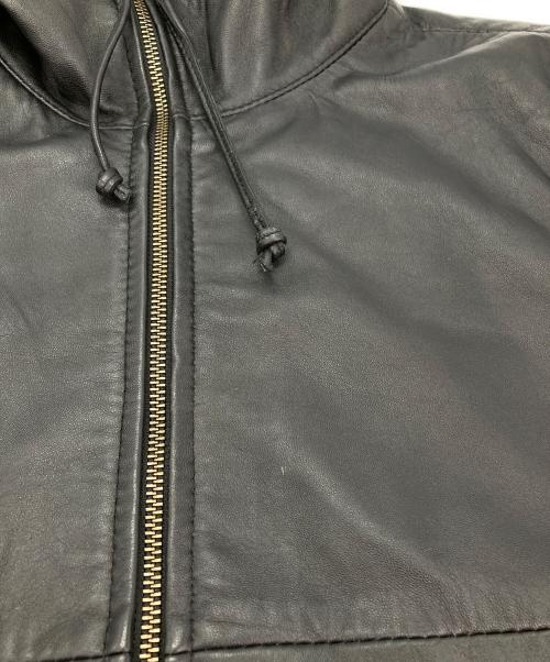 hardcover（ハードカバー）hardcover (ハードカバー) ラムレザーフーデッドジップアップジャケット ブラック サイズ:Sの古着・服飾アイテム