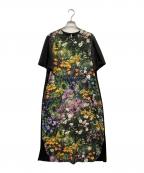 R-ISMリズム）の古着「フラワープリント半袖ワンピース」｜ブラック