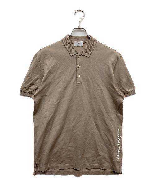 Salvatore Ferragamo（サルヴァトーレ フェラガモ）Salvatore Ferragamo (サルヴァトーレ フェラガモ) 鹿の子ポロシャツ ブラウン サイズ:Mの古着・服飾アイテム