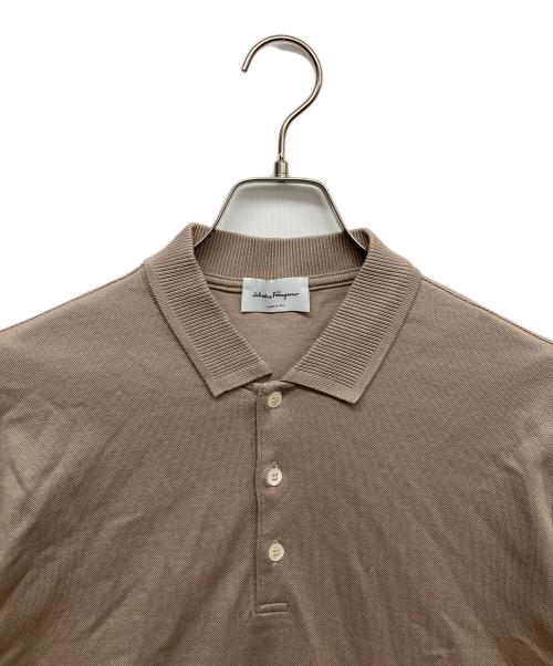 Salvatore Ferragamo（サルヴァトーレ フェラガモ）Salvatore Ferragamo (サルヴァトーレ フェラガモ) 鹿の子ポロシャツ ブラウン サイズ:Mの古着・服飾アイテム