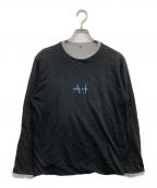 ARMANI JEANSアルマーニジーンズ）の古着「ダブルフェイスプリントカットソー」｜ブラック