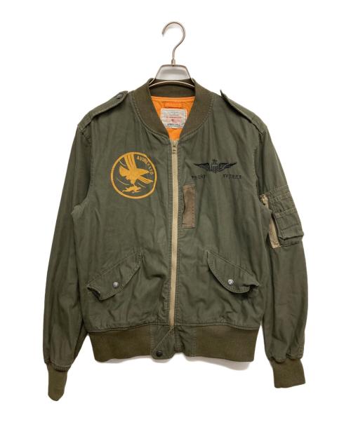 AVIREX（アヴィレックス）AVIREX (アヴィレックス) TYPE L-2B ユーズド加工 コットン フライトジャケット グリーン サイズ:Ｌの古着・服飾アイテム