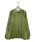 Adam et Ropeアダム エ ロペ）の古着「フラワープリント長袖プリーツブラウス」｜グリーン