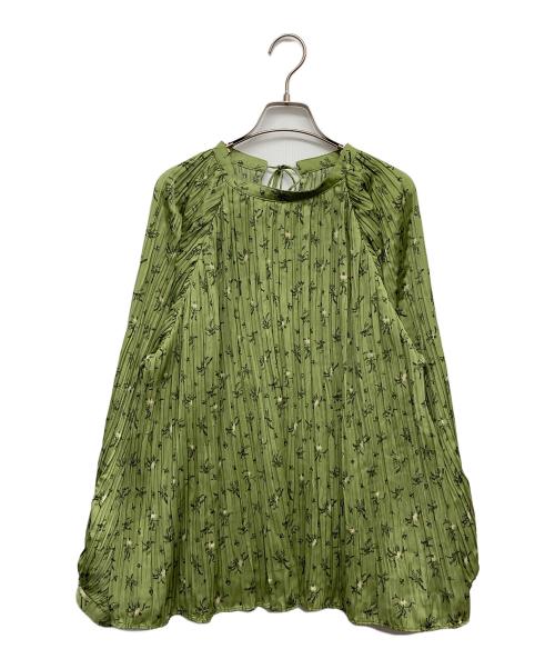 Adam et Rope（アダム エ ロペ）Adam et Rope (アダム エ ロペ) フラワープリント長袖プリーツブラウス グリーン サイズ:Fの古着・服飾アイテム