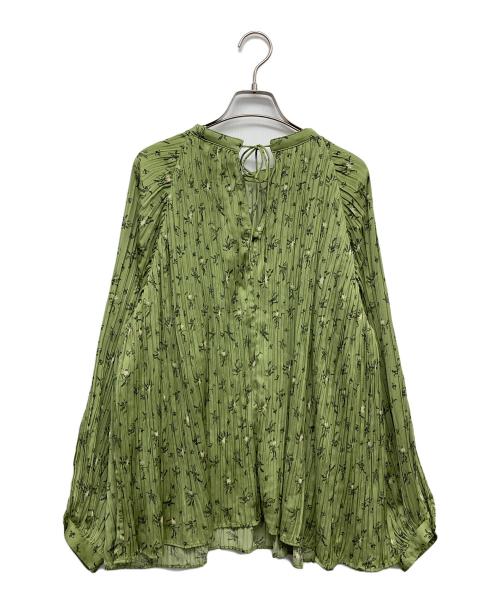 Adam et Rope（アダム エ ロペ）Adam et Rope (アダム エ ロペ) フラワープリント長袖プリーツブラウス グリーン サイズ:Fの古着・服飾アイテム
