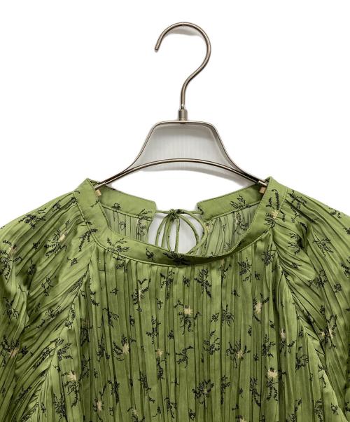 Adam et Rope（アダム エ ロペ）Adam et Rope (アダム エ ロペ) フラワープリント長袖プリーツブラウス グリーン サイズ:Fの古着・服飾アイテム