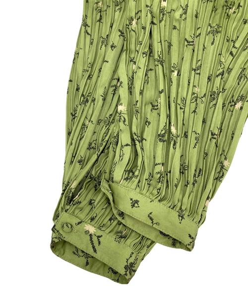 Adam et Rope（アダム エ ロペ）Adam et Rope (アダム エ ロペ) フラワープリント長袖プリーツブラウス グリーン サイズ:Fの古着・服飾アイテム