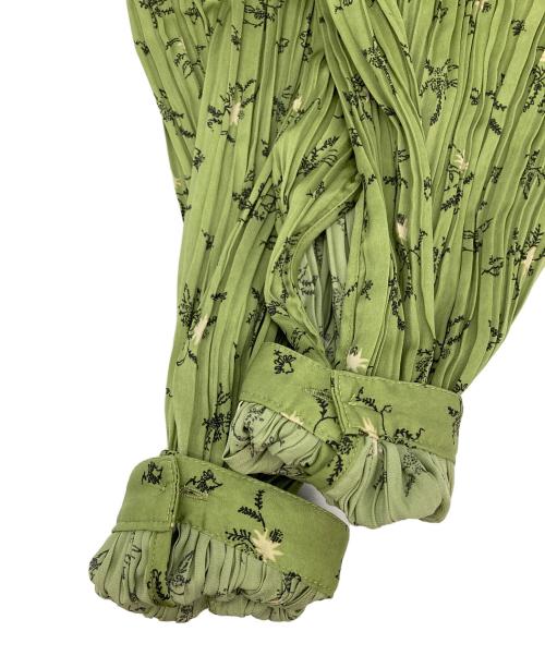 Adam et Rope（アダム エ ロペ）Adam et Rope (アダム エ ロペ) フラワープリント長袖プリーツブラウス グリーン サイズ:Fの古着・服飾アイテム