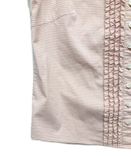 INGEBORG（インゲボルグ）INGEBORG (インゲボルグ) フリルブラウス ピンク サイズ:Lの古着・服飾アイテム