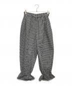 PINK HOUSEピンクハウス）の古着「フリルチェックパンツ」｜ブラック