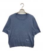 FOXEYフォクシー）の古着「ロゴ刺繍半袖ニット」｜ブルー