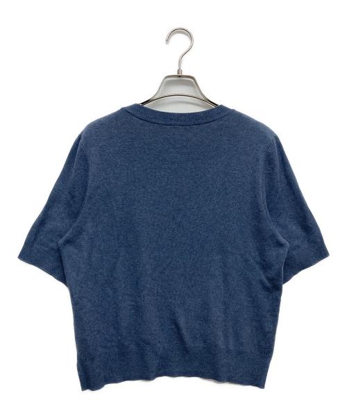 FOXEY（フォクシー）FOXEY (フォクシー) ロゴ刺繍半袖ニット ブルー サイズ:42の古着・服飾アイテム