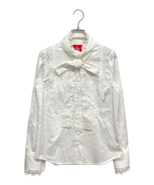 Vivienne Westwood（ヴィヴィアンウエストウッド）Vivienne Westwood (ヴィヴィアンウエストウッド) フリルボウタイブラウス ホワイト サイズ:02の古着・服飾アイテム