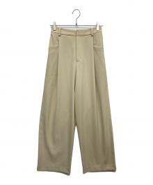 BEAUTY&YOUTH（ビューティーアンドユース）の古着「ツイル バックゴム ストレート パンツ」｜ベージュ