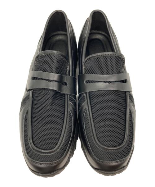 OPENING act（オープニングアクト）OPENING ACT (オープニングアクト) vibram (ビブラム) メッシュレザーローファー ブラック サイズ:45の古着・服飾アイテム