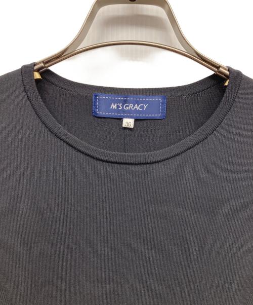 M'S GRACY（エムズグレイシー）M'S GRACY (エムズグレイシー) ウエストリボンニットワンピース ブラック サイズ:36の古着・服飾アイテム