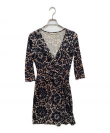 DIANE VON FURSTENBERG（ダイアンフォンファステンバーグ）の古着「カシュクールシルクワンピース」｜ブラック