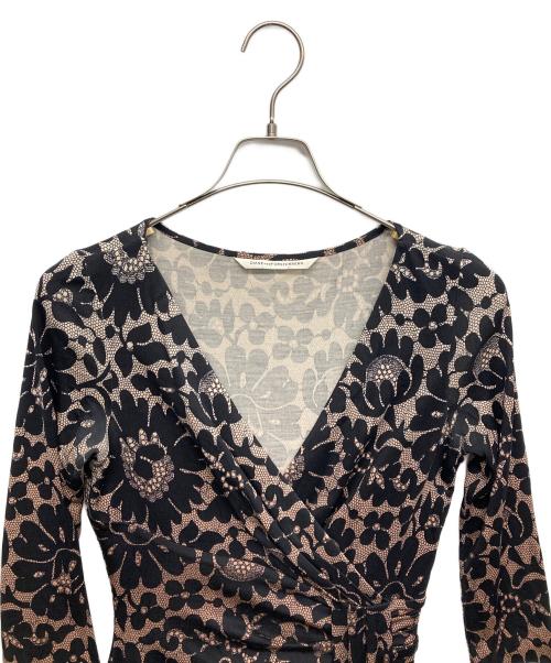 DIANE VON FURSTENBERG（ダイアンフォンファステンバーグ）DIANE VON FURSTENBERG (ダイアンフォンファステンバーグ) カシュクールシルクワンピース ブラック サイズ:6の古着・服飾アイテム