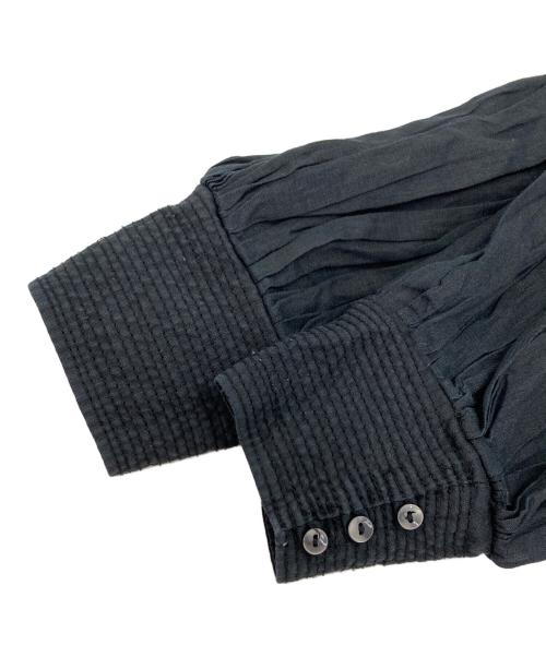 BEAMS BOY（ビームスボーイ）BEAMS BOY (ビームスボーイ) コットンリネン ギャザースモックブラウス ブラック サイズ:Fの古着・服飾アイテム