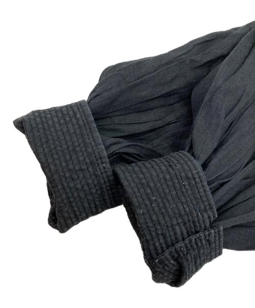 BEAMS BOY（ビームスボーイ）BEAMS BOY (ビームスボーイ) コットンリネン ギャザースモックブラウス ブラック サイズ:Fの古着・服飾アイテム