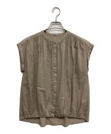 theory luxe（セオリーリュクス）の古着「ウォッシャブル フレンチスリーブ ブラウス」｜ベージュ