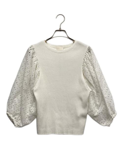 BALLSEY（ボールジィ）BALLSEY (ボールジィ) マテリアルコンビ パフスリーブプルオーバー ホワイト サイズ:S 未使用品の古着・服飾アイテム