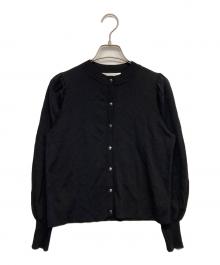 M-PREMIER（エムプルミエ）の古着「ットボタンギャザースリーブカーディガン」｜ブラック