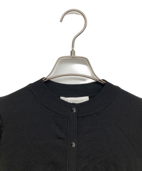 M-PREMIER（エムプルミエ）M-premier (エムプルミエ) ットボタンギャザースリーブカーディガン ブラック サイズ:36の古着・服飾アイテム