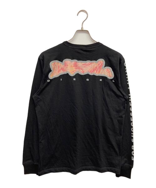 DIESEL（ディーゼル）DIESEL (ディーゼル) ロングスリーブプリントカットソー ブラック サイズ:Mの古着・服飾アイテム