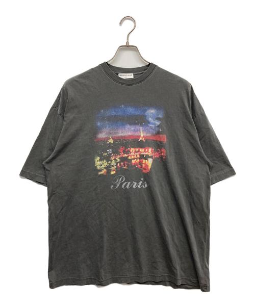 BALENCIAGA（バレンシアガ）BALENCIAGA (バレンシアガ) パリヴィンテージプリント オーバーサイズ Tシャツ グレー サイズ:Mの古着・服飾アイテム