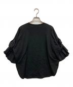 ENFOLDエンフォルド）の古着「スーピマ天竺 フリルスリーブTシャツ」｜ブラック