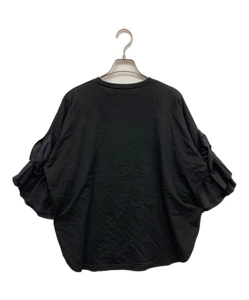 ENFOLD（エンフォルド）ENFOLD (エンフォルド) スーピマ天竺 フリルスリーブTシャツ ブラック サイズ:38の古着・服飾アイテム