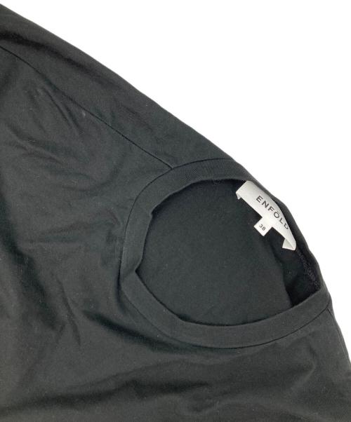 ENFOLD（エンフォルド）ENFOLD (エンフォルド) スーピマ天竺 フリルスリーブTシャツ ブラック サイズ:38の古着・服飾アイテム