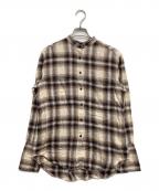 6(ROKU) BEAUTY&YOUTHロク ビューティーアンドユース）の古着「CHECK BAND COLLAR SHIRT」｜ブラウン