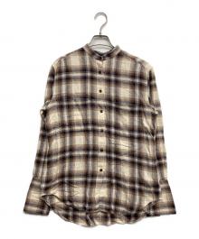 6(ROKU) BEAUTY&YOUTH（ロク ビューティーアンドユース）の古着「CHECK BAND COLLAR SHIRT」｜ブラウン